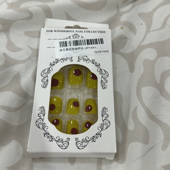 24Pcs Geometric Green Square Fake Nails Full Cover French Summer Press On Nails - Picture 9 of 10